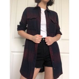 Maroons fun navy blue Athleta flannel long sleeve shirt dress